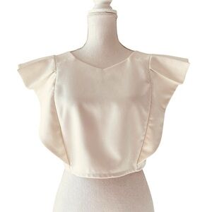 KOCH Chic Cream Women's Crop Elegant Blouse Size Large